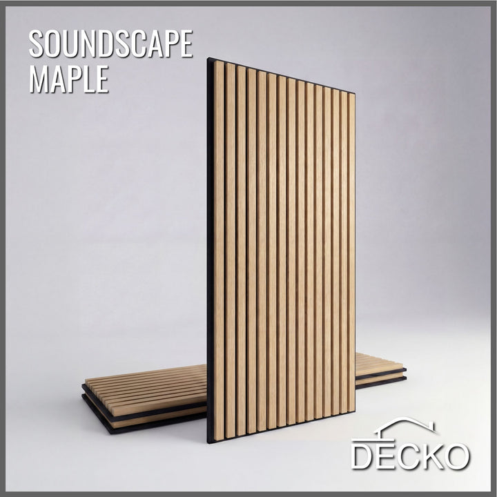 Acoustic Sound Dampening Wall Panels - MAPLE Long - box of 3 panels (47.2" x 23.6" x 0.8") 23.1 sq ft total coverage | DECKO SOUNDSCAPE