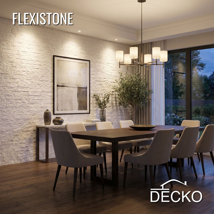 Flexible 3D Stone Wall Panels - BRICO NATURALE - Box of 12 Interlocking Peel-and-Stick Panels 11.64 sqft coverage | DECKO Flexistone