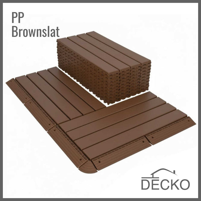 Deck Tiles - BROWNSLAT - Interlocking PP Flooring - High End Polypropylene | 100% Recyclable | DECKO Lite (24" x 12" x 0.78" tile)