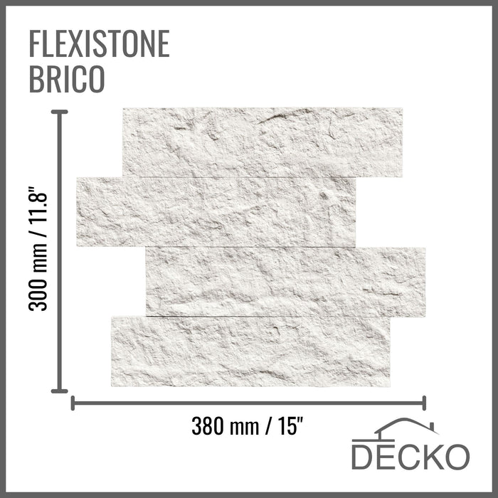 Flexible 3D Stone Wall Panels - BRICO NATURALE - Box of 12 Interlocking Peel-and-Stick Panels 11.64 sqft coverage | DECKO Flexistone
