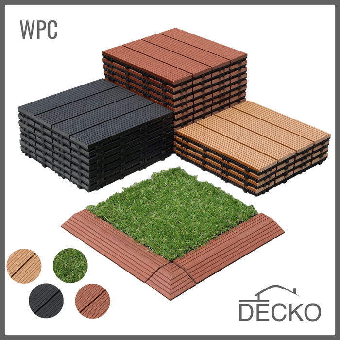 Deck Tiles - Premium WPC Interlocking | DECKO (11.8" x 11.8" x 0.8") - choose color - (One Piece)