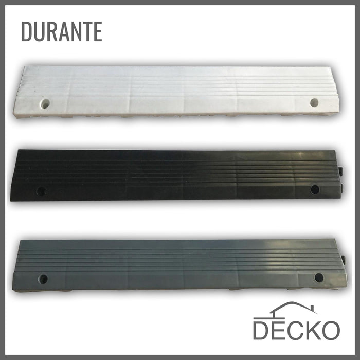 Garage Tile Ramp Edge for Interlocking PP Flooring - High End Polypropylene | 100% Recyclable | DECKO DURANTE (15.8" x 2.4" x 0.7")