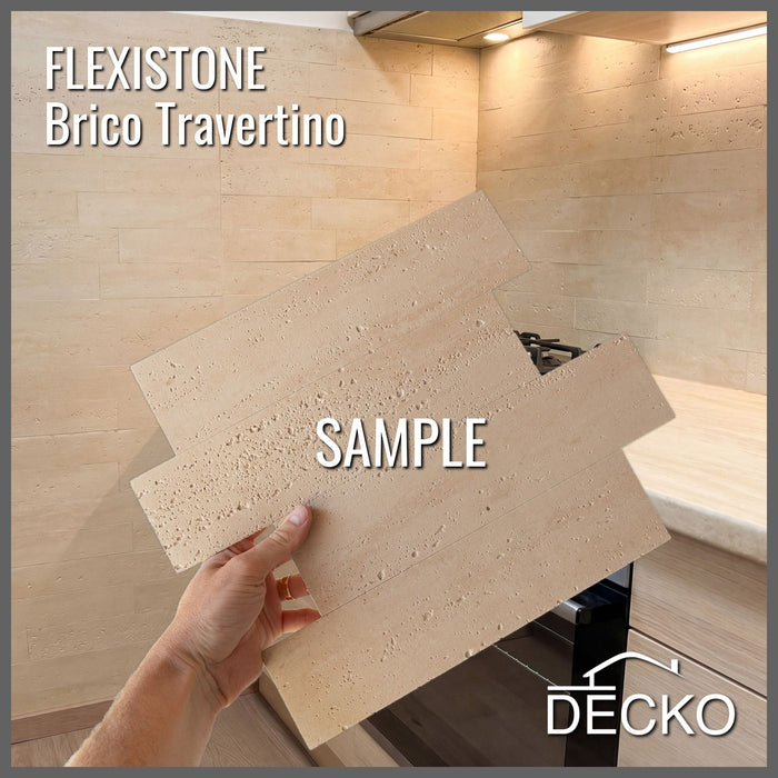 Flexible 3D Stone Wall Panel Sample - BRICO TRAVERTINO | DECKO Flexistone - Free Shipping