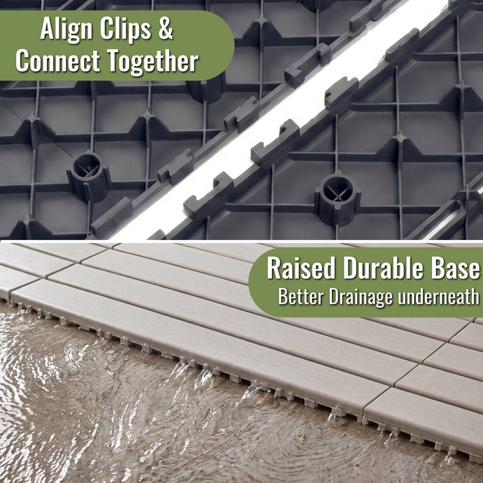 Deck Tiles - BEIGESLAT - Interlocking PP Flooring - High End Polypropylene | 100% Recyclable | DECKO Lite (24" x 12" x 0.78" tile)