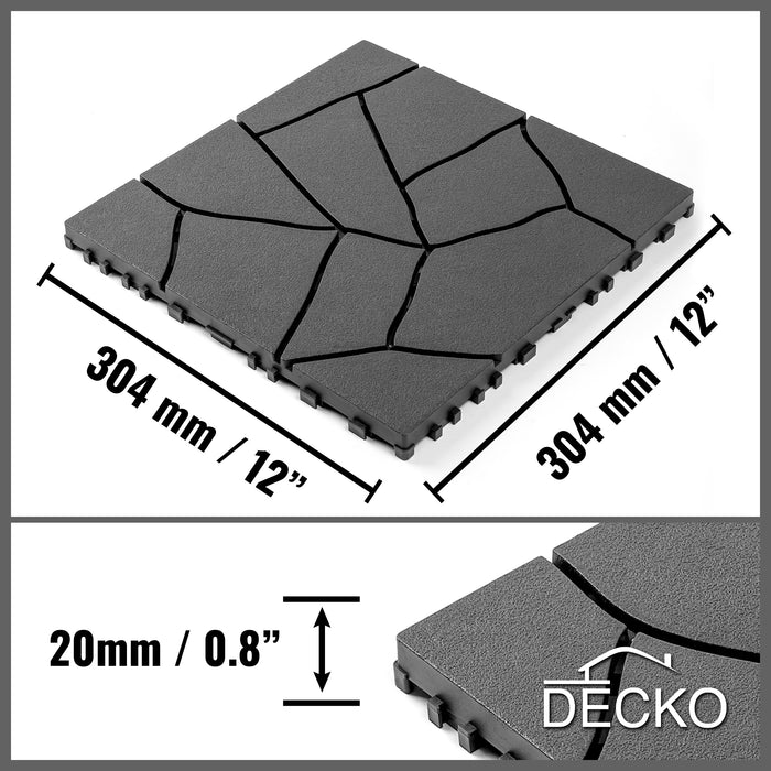 Deck Tiles - BEIGESTONE - Interlocking PP Flooring - High End Polypropylene | 100% Recyclable | DECKO Lite (12" x 12" x 0.78" tile)