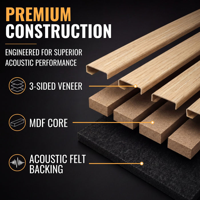 Acoustic Sound Dampening Wall Panels - <b>BEECH Long</b> - box of 3 panels (47.2" x 23.6" x 0.8") <b>23.1 sq ft</b> total coverage | DECKO SOUNDSCAPE