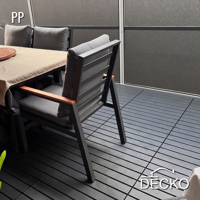 Deck Tiles - GREYSLAT - Interlocking PP Flooring - High End Polypropylene | 100% Recyclable | DECKO Lite - (24" x 12" x 0.78" tile)