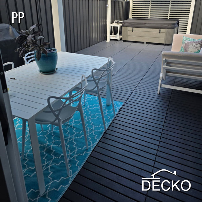 Deck Tiles - GREYSLAT - Interlocking PP Flooring - High End Polypropylene | 100% Recyclable | DECKO Lite - (24" x 12" x 0.78" tile)