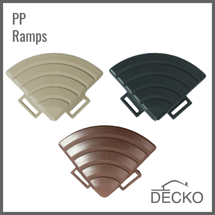 Deck Tiles Corner Ramp Edge for Interlocking PP Flooring | DECKO Lite (2.36" x 2.36" x 0.78") - High End Polypropylene | 100% Recyclable