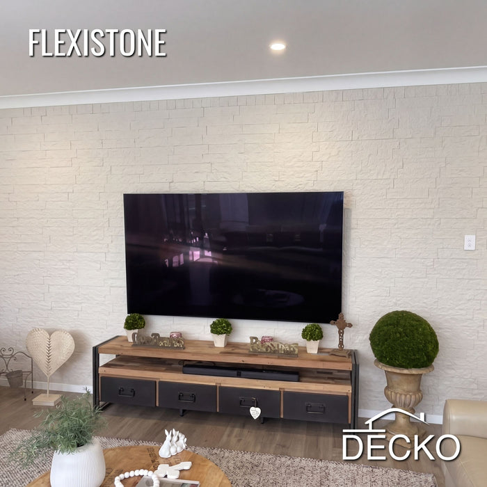 Flexible 3D Stone Wall Panels - BRICO NATURALE - Box of 12 Interlocking Peel-and-Stick Panels 11.64 sqft coverage | DECKO Flexistone