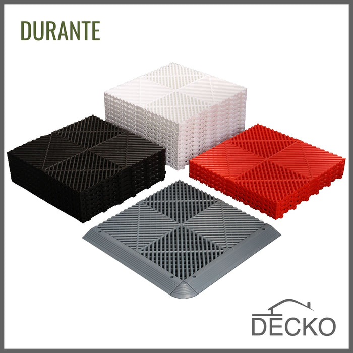 Garage Tile - Interlocking PP Flooring - High End Polypropylene | 100% Recyclable | DECKO DURANTE (15.8" x 15.8" x 0.7" tile) Select Color