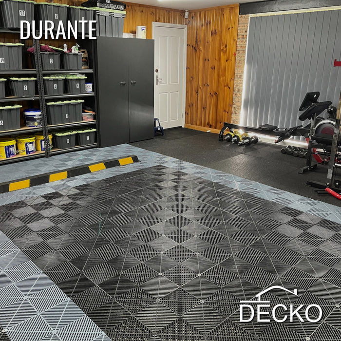 Garage Tile - GREY - Interlocking PP Flooring - High End Polypropylene | 100% Recyclable | DECKO DURANTE (15.8" x 15.8" x 0.7" tile)