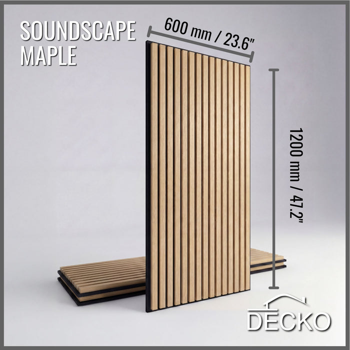 Acoustic Sound Dampening Wall Panels - <b>MAPLE Long</b> - box of 3 panels (47.2" x 23.6" x 0.8") <b>23.1 sq ft</b> total coverage | DECKO SOUNDSCAPE