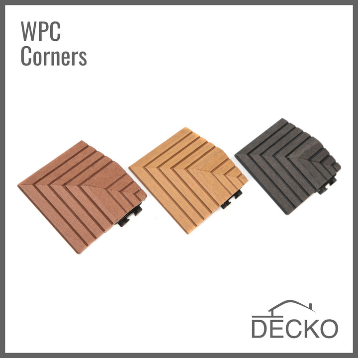 Deck Tile Corner Ramp Edge - for Premium WPC Interlocking Tiles | DECKO (3.1" x 3.1" x 0.8") - (One Piece)
