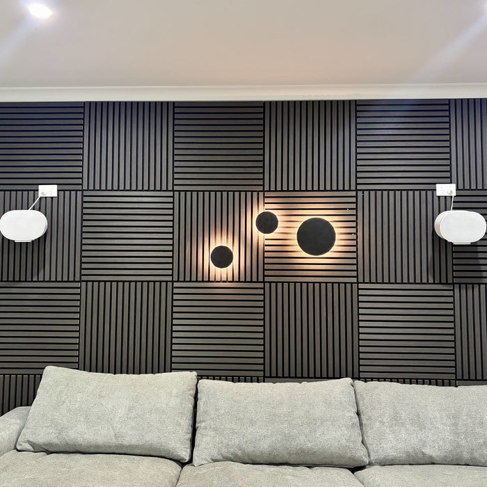 Acoustic Sound Dampening Wall Panels - <b>EBONY Long</b> - box of 3 panels (47.2" x 23.6" x 0.8") <b>23.1 sq ft</b> total coverage | DECKO SOUNDSCAPE