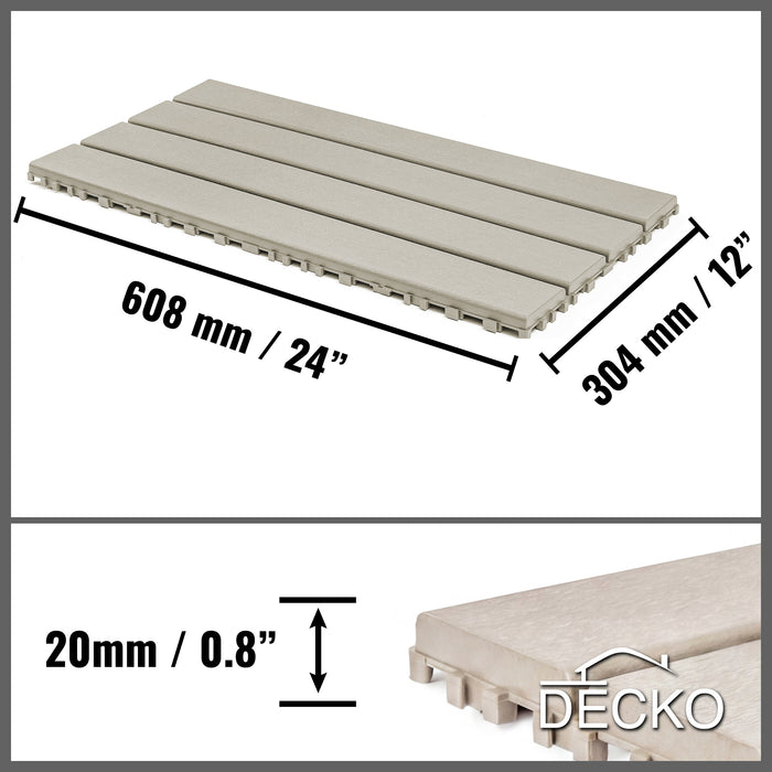Deck Tiles - GREYSLAT - Interlocking PP Flooring - High End Polypropylene | 100% Recyclable | DECKO Lite - (24" x 12" x 0.78" tile)