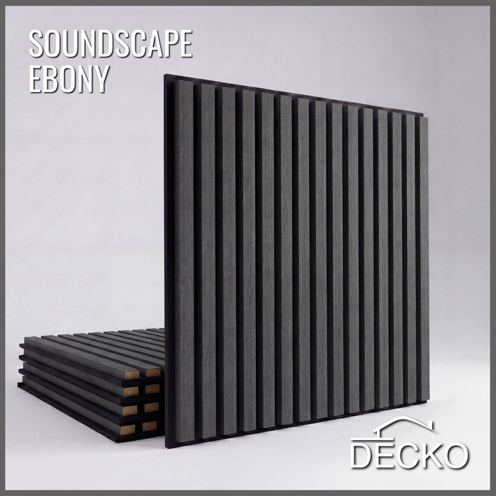 Acoustic Sound Dampening Wall Panels - <b>EBONY Square</b> - box of 5 panels (23.6" x 23.6" x 0.8) <b>3.9 sq ft</b> coverage | DECKO SOUNDSCAPE
