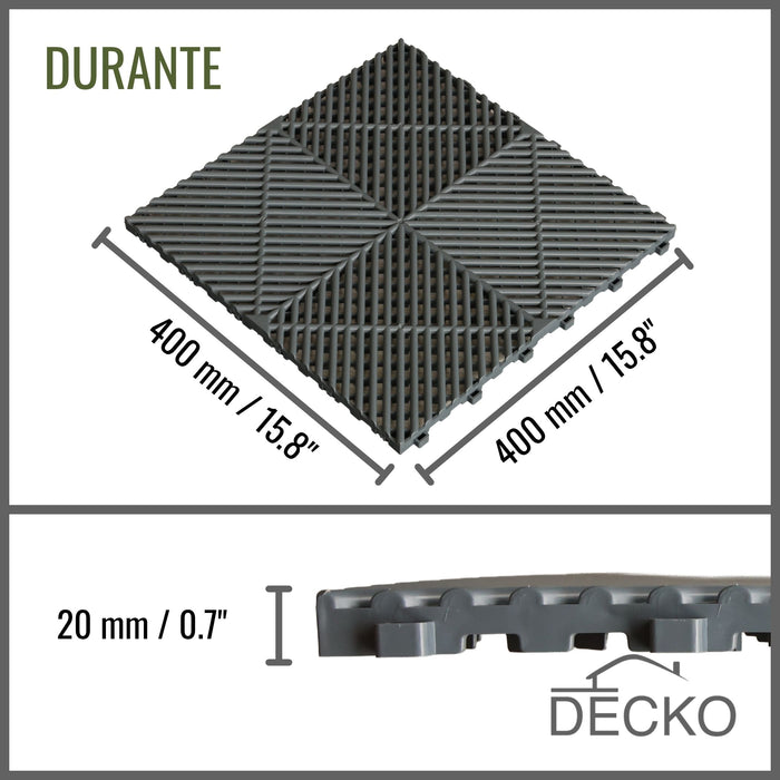 Garage Tile - WHITE - Interlocking PP Flooring - High End Polypropylene | 100% Recyclable | DECKO DURANTE (15.8" x 15.8" x 0.7" tile)