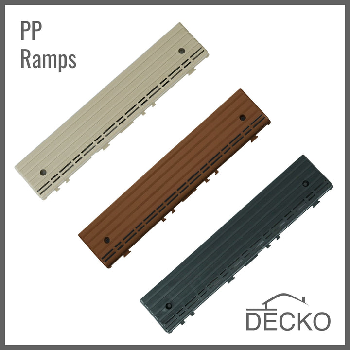 Deck Tiles Ramp Edge for Interlocking PP Flooring | DECKO Lite (12" x 2.36" x 0.78") - High End Polypropylene | 100% Recyclable