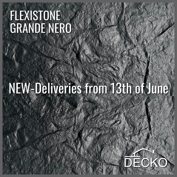 Flexible 3D Stone Wall Panels - <b>GRANDE NERO</b> - Box of 5 serial panels (47.2" x 23.6") <b>38.75 sqft </b> coverage | DECKO Flexistone