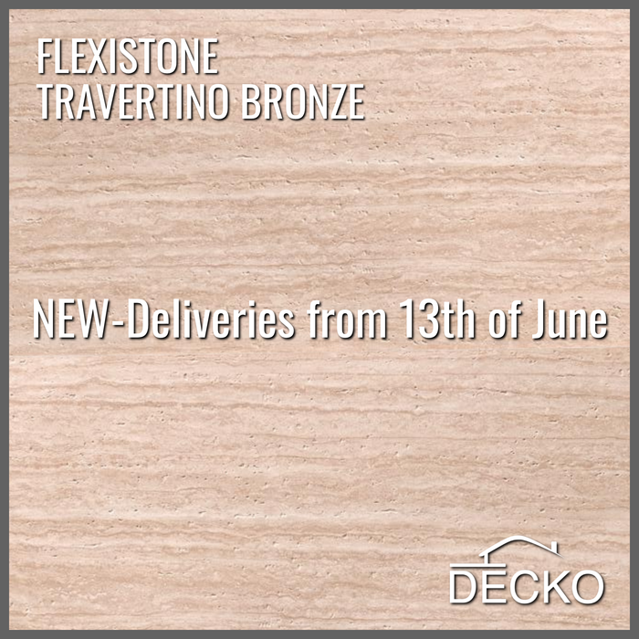 Flexible 3D Stone Wall Panels - <b>PIETRA TRAVERTINO BRONZE</b> - Box of 16 panels (35.4" x 11.8") <b>46.5 sqft</b> coverage | DECKO Flexistone