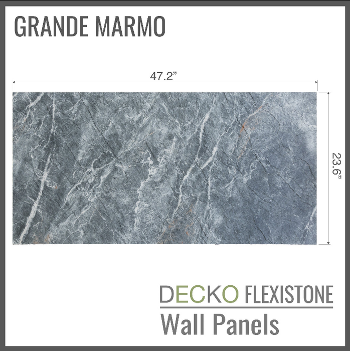Flexible 3D Stone Wall Panels - <b>GRANDE MARMO</b> - Box of 5 serial panels (47.2" x 23.6") <b>38.75 sqft </b> coverage | DECKO Flexistone