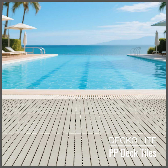 DECKO Lite PP Deck Tiles - <b>BEIGESLAT</b> - 24" x 12" - Premium, 100% Recycled Polypropylene (Price/Tile)