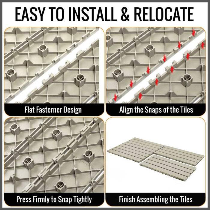 DECKO Lite PP Deck Tiles - <b>BEIGESLAT</b> - 24" x 12" - Premium, 100% Recycled Polypropylene (Price/Tile)