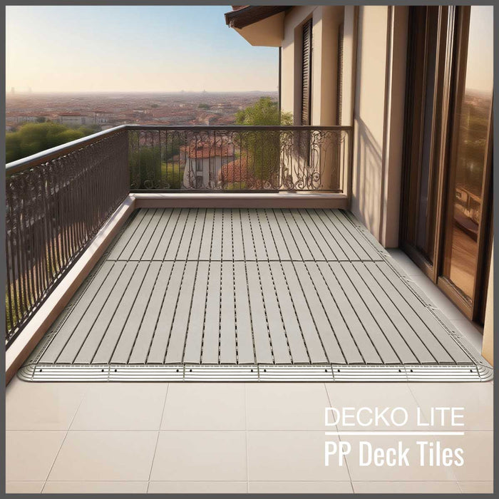DECKO Lite PP Deck Tiles - <b>BEIGESLAT</b> - 24" x 12" - Premium, 100% Recycled Polypropylene (Price/Tile)